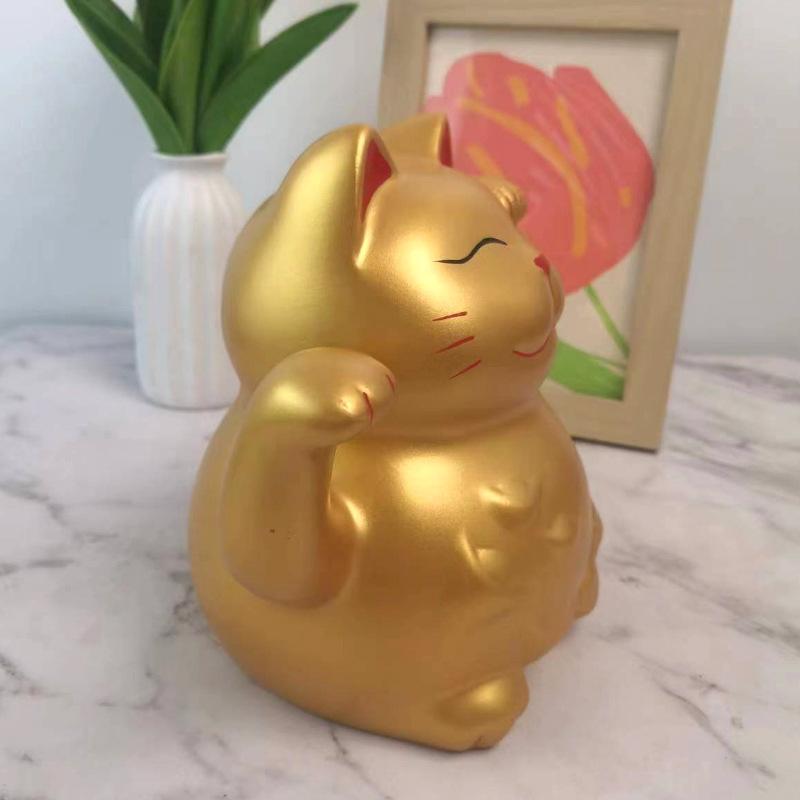 招き猫 開運 招福 縁起物 置物 オブジェ 樹脂製 ゴールド オフィス デスク 卓上 室内 インテリア 開業祝い 新築祝い ギフト プレゼント 贈り物 ラッキーアイテム