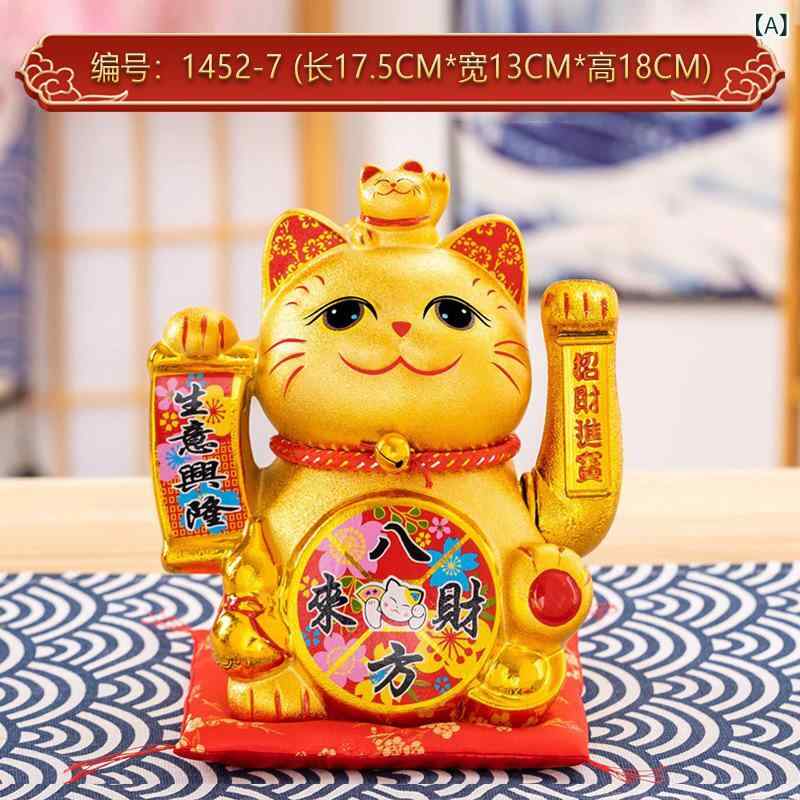 招き猫 陶磁器 電動 手振り 置物 新中華風 モダン 開業祝い 開店祝い 店舗 レジカウンター 縁起物 金色 ゴールド ギフト プレゼント 贈り物 オブジェ