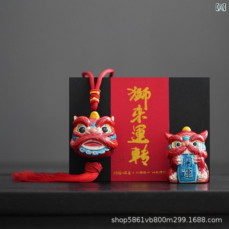 置物 国潮スタイル 交趾焼 釉薬陶器 獅子 ライオン 動物モチーフ 中華風 リビング オフィス 店舗 イン..