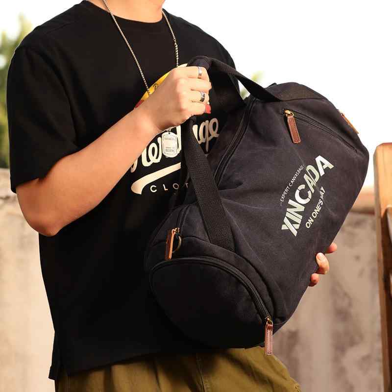 ボストンバッグ 大容量 帆布 旅行 男性用 ショルダーバッグ 斜めがけ トレーニング ジム スポーツ シンプル 手提げ 鞄 カーキ ブラック