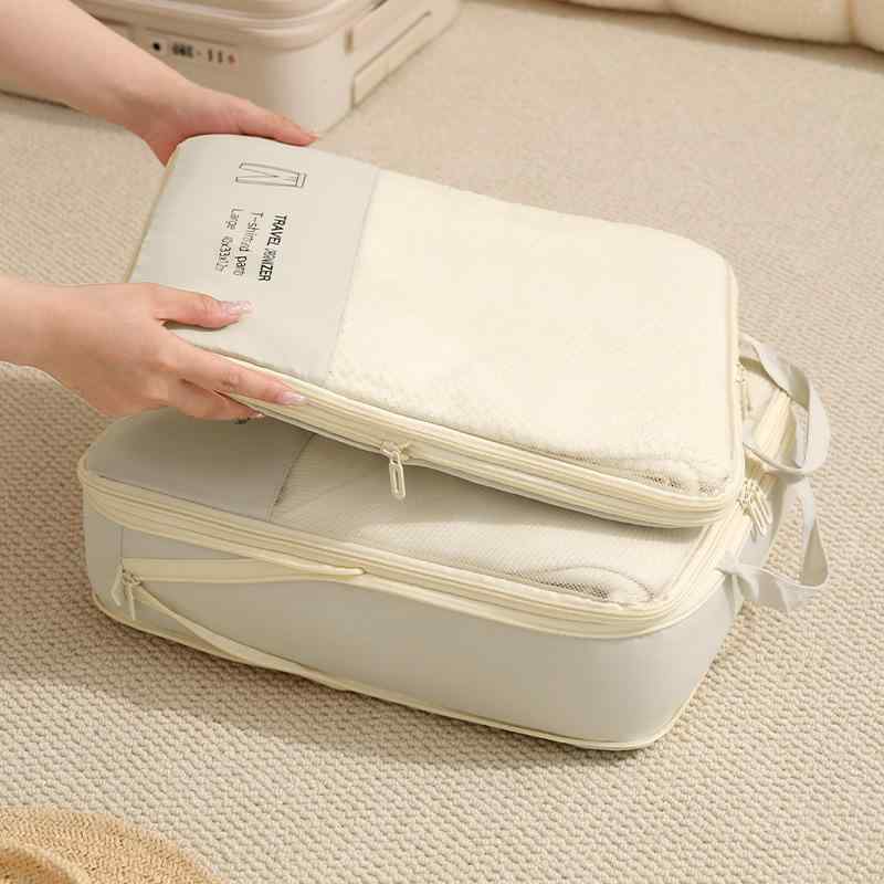 トラベルポーチ レディース メンズ 6点セット 圧縮 旅行 収納バッグ ポリエステル製 インナーバッグ 下着 衣類 洗漱用品 整理 軽量 コンパクト 大容量 黒