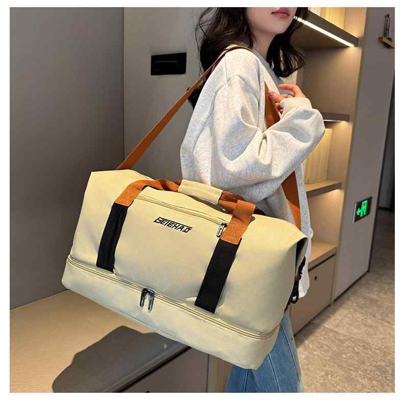 水泳バッグ レディース メンズ 防水 大容量 旅行 ジム スポーツ 手提げ シンプル 独立シューズ収納 耐摩耗 撥水性 カーキ ブラック