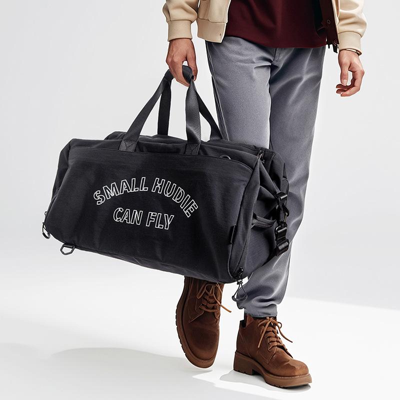 旅行用ボストンバッグ 男性用 女性用 防水 乾湿分離 スポーツバッグ ジムバッグ 36L〜55L ナイロン製 ストライプ柄 カジュアル 旅行 普段使い ブラック オレンジ