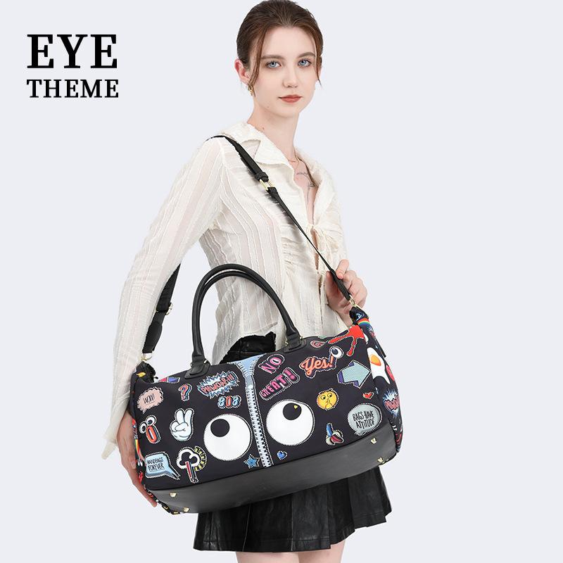 バッグ 男性用 兼用 ナイロン製 手提げバッグ 斜めがけバッグ ストリート アニメ柄 プリント 灰色 黒