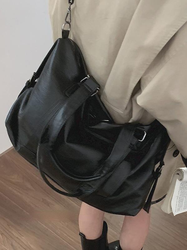 トートバッグ 男性用 女性用 PUレザー 大容量 旅行バッグ ショルダーバッグ 斜めがけ 普段使い ブラック