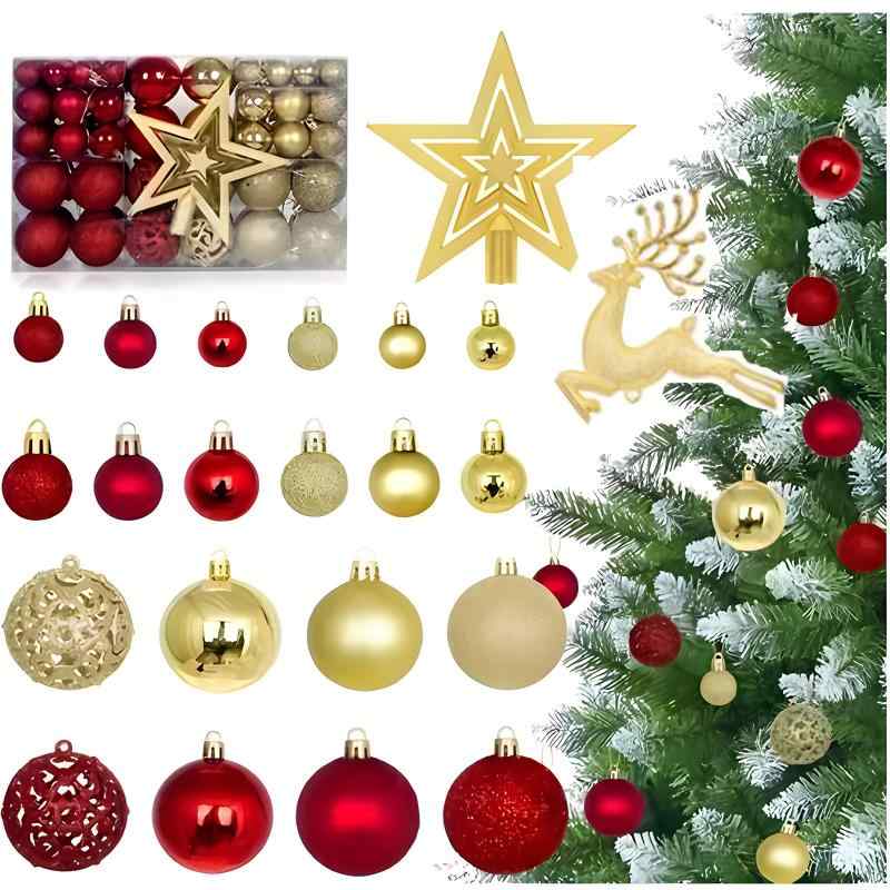 クリスマス オーナメント 102個 セット ゴールド レッド グリーン ブラック ピンク シルバー ローズゴールド ブルー ホワイト クリスマスツリー デコレーション 飾り 付け おしゃれ(3)
