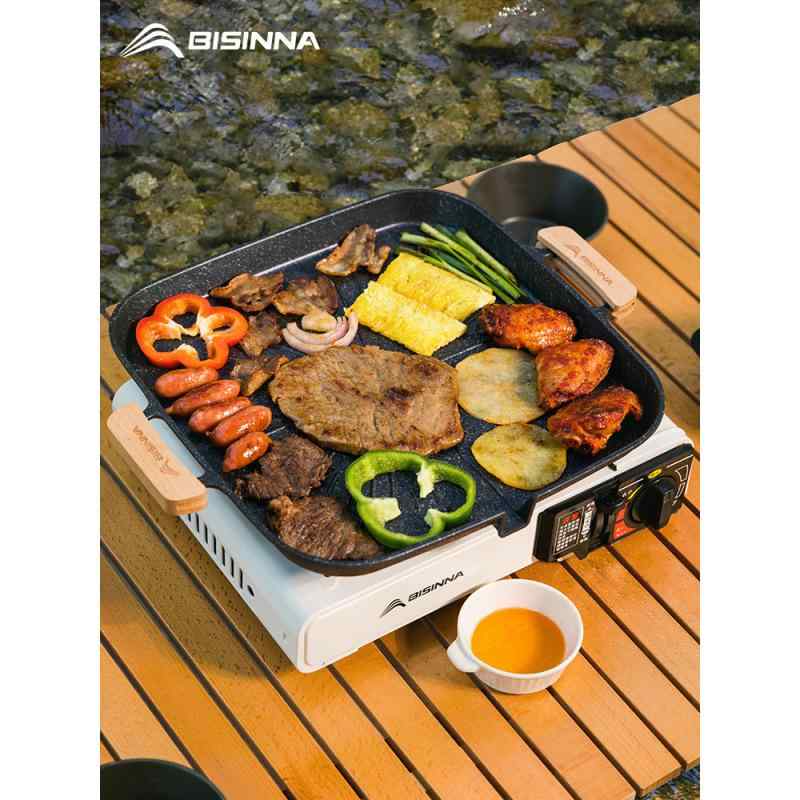 カセットコンロ用 焼肉プレート 焦げ付きにくい バーベキュープレート 鉄板 3～4人用 アウトドア キャ..