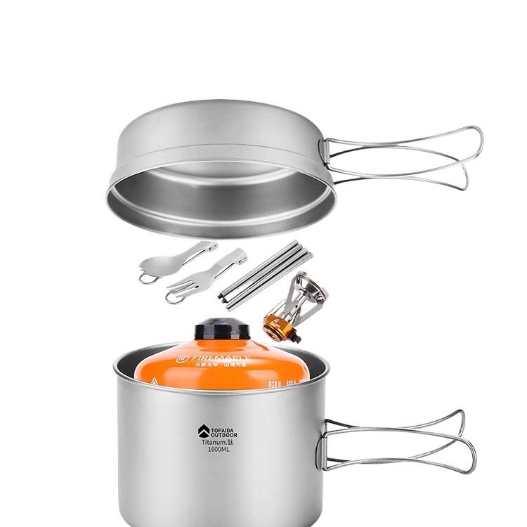 鍋 純チタン製 折りたたみ式 キャンプ用 調理器具 食器 セット 湯切り 焦げ付き防...