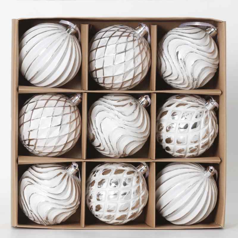 クリスマス オーナメント 8cm ボール 白金 ホワイト 古銅色 クリスマスツリー デコレーション プラスチ..