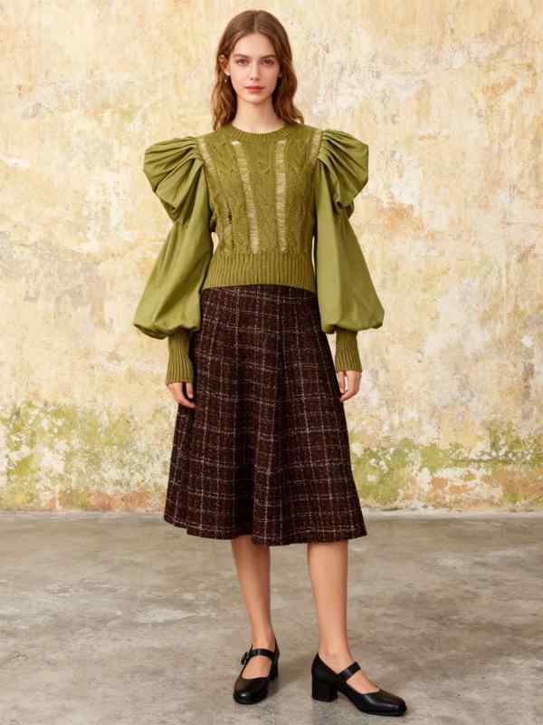 ニット レディース トップス 韓国風 丸首 長袖 セーター 綿混紡 ゆったり スリム 伸縮性 普段使い かわいい ブラック グリーン