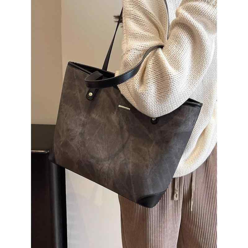 トートバッグ レディース メンズ 大容量 PU レザー ショルダーバッグ 通勤 通学 普段使い ステッチ 無..