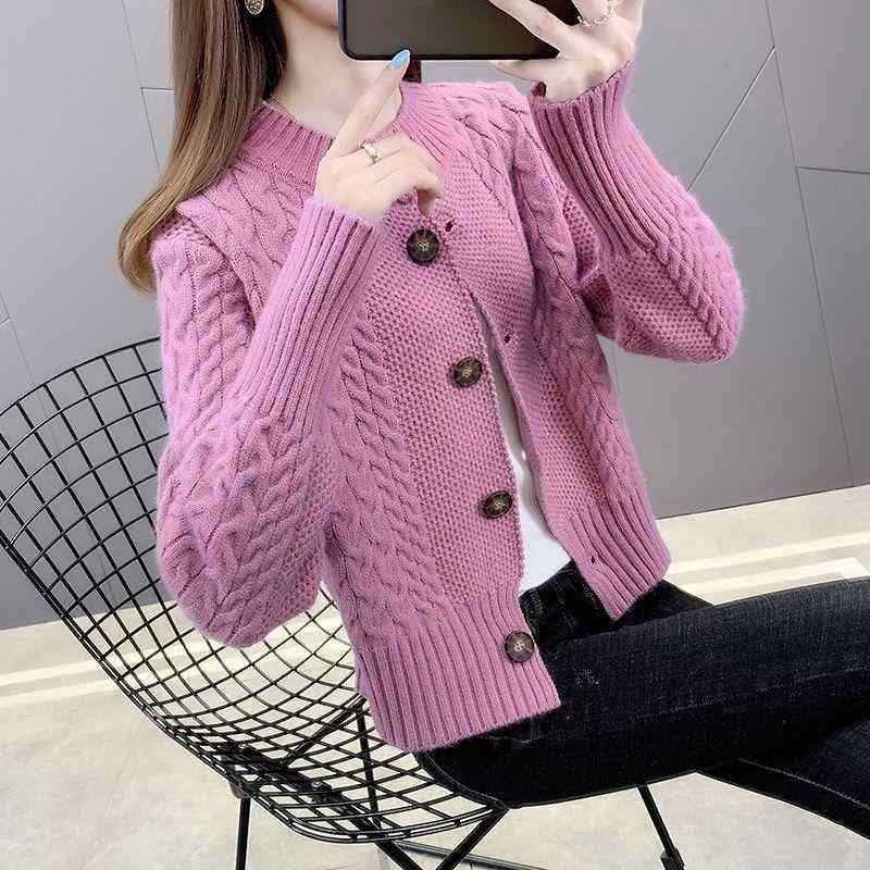 ニット カーディガン レディース ラウンドネック 長袖 ショート丈 ストライプ柄 配色 おしゃれ かわいい ゆったり 羽織りもの 冷房対策 紫外線対策 秋冬