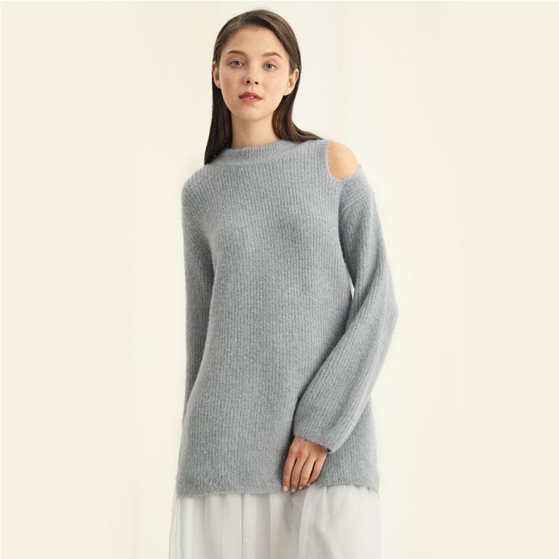 ニット レディース 春物 セーター ゆったり ラウンドネック ドロップショルダー 長袖 ニット トップス 婦人服 カジュアル きれいめ かわいい グレー ベージュ