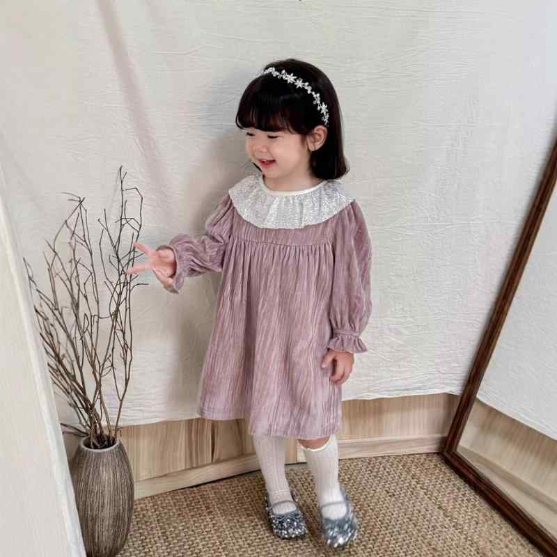 ワンピース 女児 子供 ピンク ベルベット プリンセスドレス チュール フリル襟 春秋 かわいい パープル 90cm 100cm 110cm 120cm 130cm 140cm