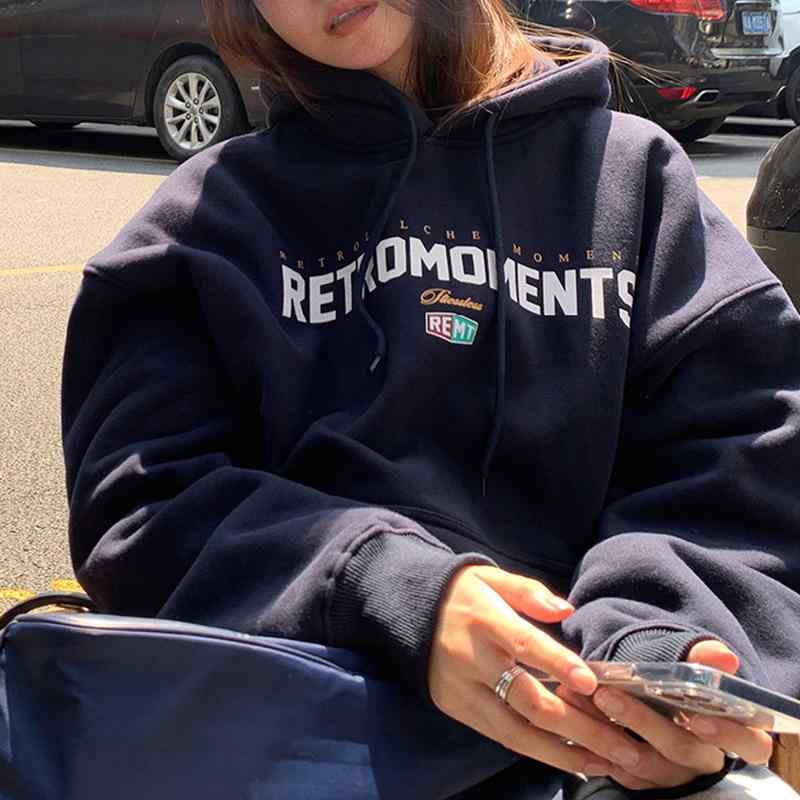 パーカー レディース 秋冬 韓国風 長袖 トップス プルオーバー ゆったり 厚手 プリント カジュアル 普..