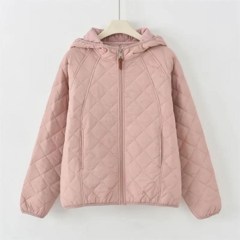 ダウンジャケット レディース 軽量 薄手 春秋冬 フード付き ポリエステル 中綿入り アウター ジャンパー ブルゾン ゆったり 大きめサイズ ブラック ピンク パープル ホワイト