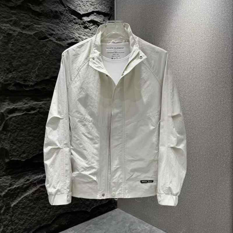 ジャケット メンズ 男性用 春秋 立襟 無地 ブラック ホワイト グリーン ブルゾン アウター カジュアル アウトドア(4)