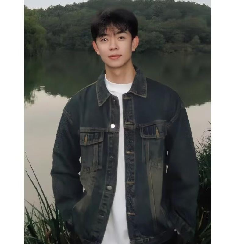 ジャケット メンズ デニム ウォッシュ加工 Gジャン フライトジャケット ブルゾン ジャンパー アウター スプリングコート 羽織り 男性用 カジュアル ストリート アメカジ 古着風 ヴィンテージ ライダース M L XL 2XL 3XL 春秋 黒 ブラッ