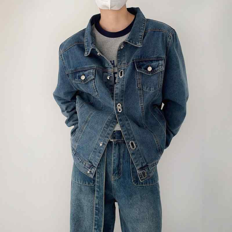 ジャケット メンズ 男性用 デニム 翻襟 長袖 ゆったり 春秋 カジュアル ブルゾン アウター コットン ブ..