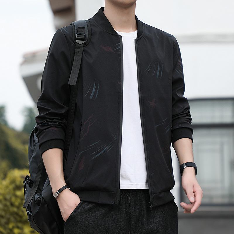 ジャケット メンズ 男性用 ブルゾン ジャンパー 春秋 薄手 通気 防風 伸縮性 ポリエステル 無地 カジュアル スポーティー リブ袖 M L XL 2XL 3XL 4XL 5XL レッド ブルー