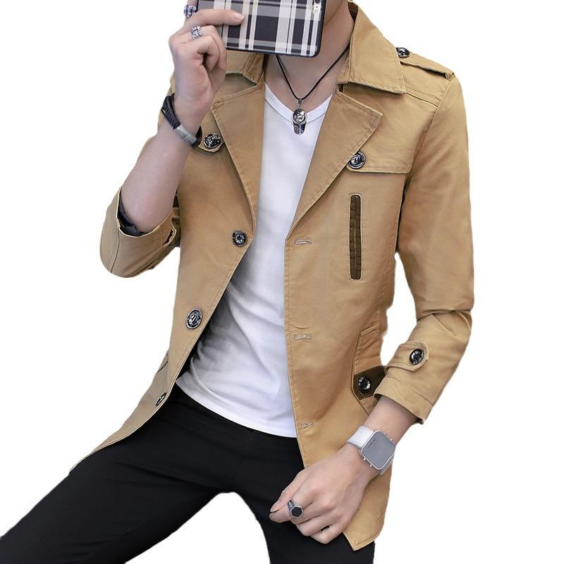 ジャケット メンズ 男性用 スプリングコート 綿100％ ウォッシュ加工 襟付き アウター トップス カジュアル 通勤 普段使い カーキ ブラック ネイビー ワインレッド M L XL XXL 3XL 4XL