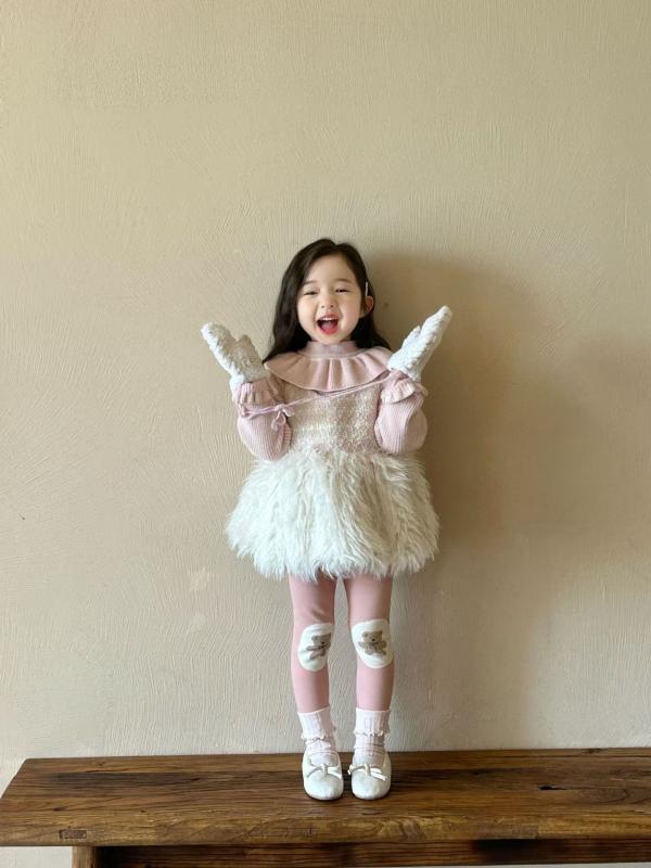 ワンピース キッズ 女の子 子供服 背心裙 ジャンパースカート 冬服 韓国風 かわいい 毛付き Aライン プ..