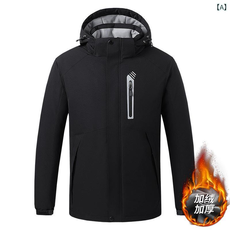 マウンテンパーカー 男女兼用 ヒーター付き 取り外し可能 フード付き ジャケット アウター 防水 防風 防寒 登山 スキー 旅行 アウトドア キャンプ ブラック カーキ レッド ブルー M L XL 2XL 3XL 4XL 5XL