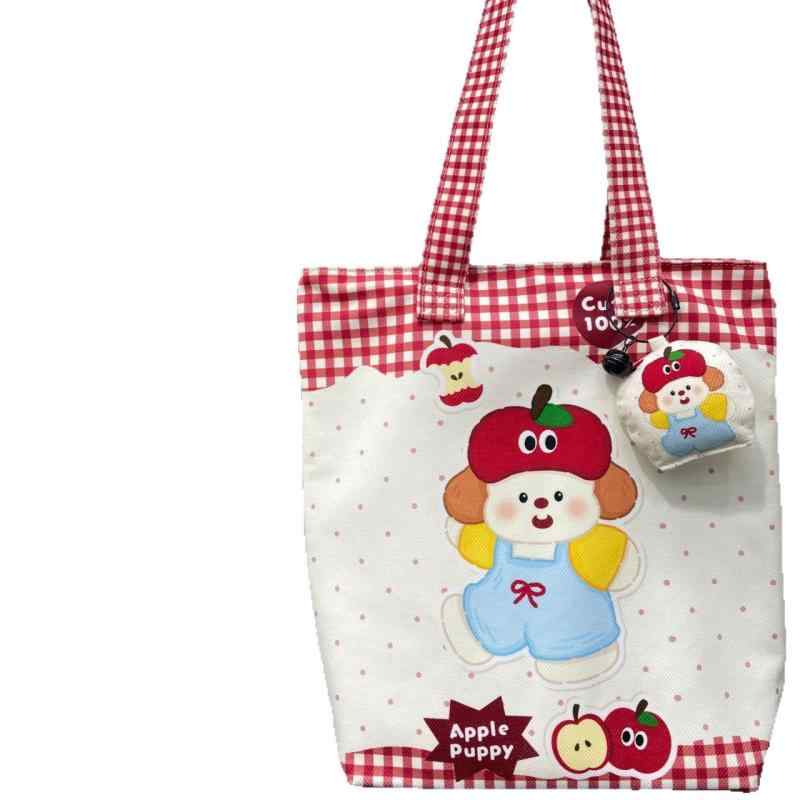 トートバッグ レディース ショルダーバッグ 学生 かわいい ぬいぐるみ レッスンバッグ ストロベリー バニー デニム クリスマス 犬 チェック ダックスフント クマ 花柄 プリント 軽量