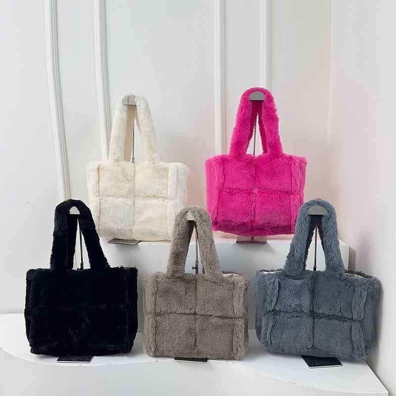 トートバッグ レディース ぬいぐるみ 韓国風 切り替え 大容量 ハンドバッグ 肩掛け ふわふわ 秋冬 通勤 普段使い 白色 桃色 灰色 茶色 黒色