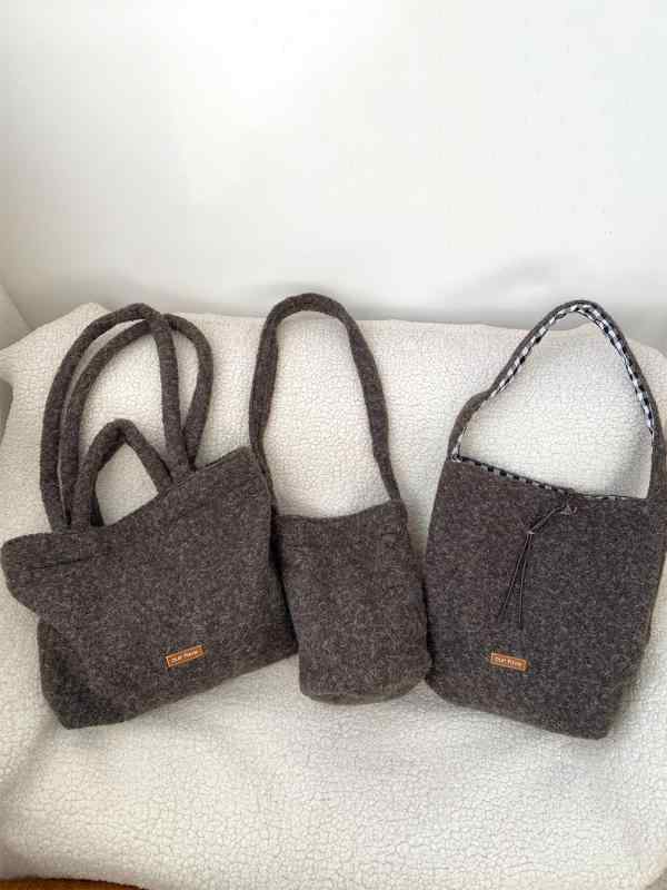 トートバッグ レディース ウール 大容量 ショルダーバッグ 斜めがけ 鞄 通勤 通学 格子柄 秋冬