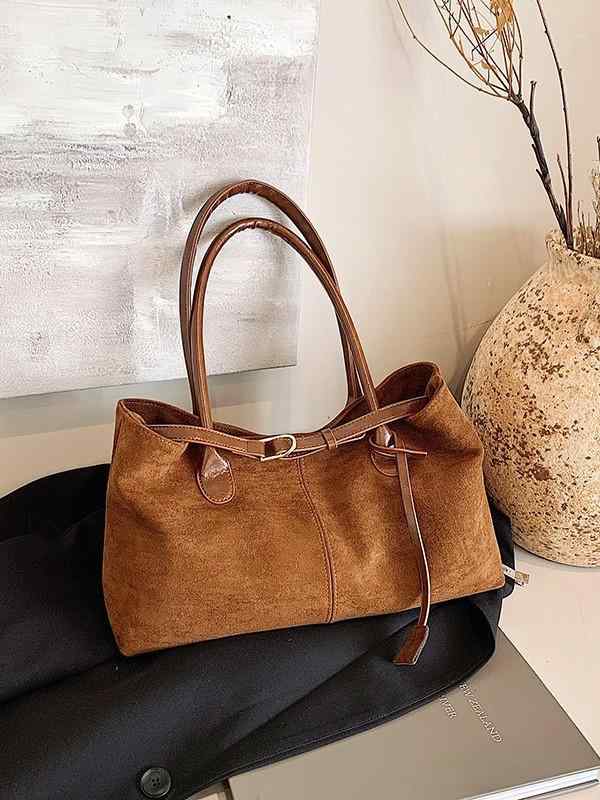バッグ レディース スウェード調 大容量 ショルダーバッグ レトロ調 カジュアル 通勤 トートバッグ 黒 ブラック ブラウン 春夏