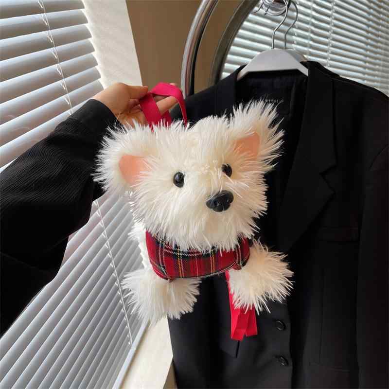 バッグ レディース ショルダーバッグ ハンドバッグ 西高地犬 ドッグモチーフ ぬいぐるみ かわいい ふわふわ モコモコ 手提げ 斜めがけ 鞄 カバン ポシェット