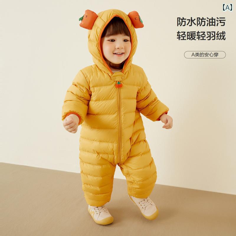 ベビー服 ダウンロンパース 秋冬 男の子 女の子 新生児 ダウン カバーオール ジャンプスーツ アウター ..
