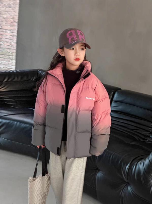 子供服 中綿入りジャケット アウター ガールズ ボーイズ 冬用 暖かい ポリエステル 厚手 アルファベッ..