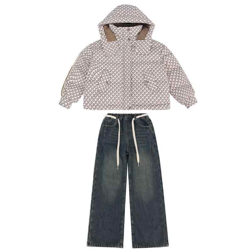 ダウンジャケット キッズ 女の子 中綿入り フード付き 格子柄 子供 アウター 冬 厚手 130 140 150 160 ..