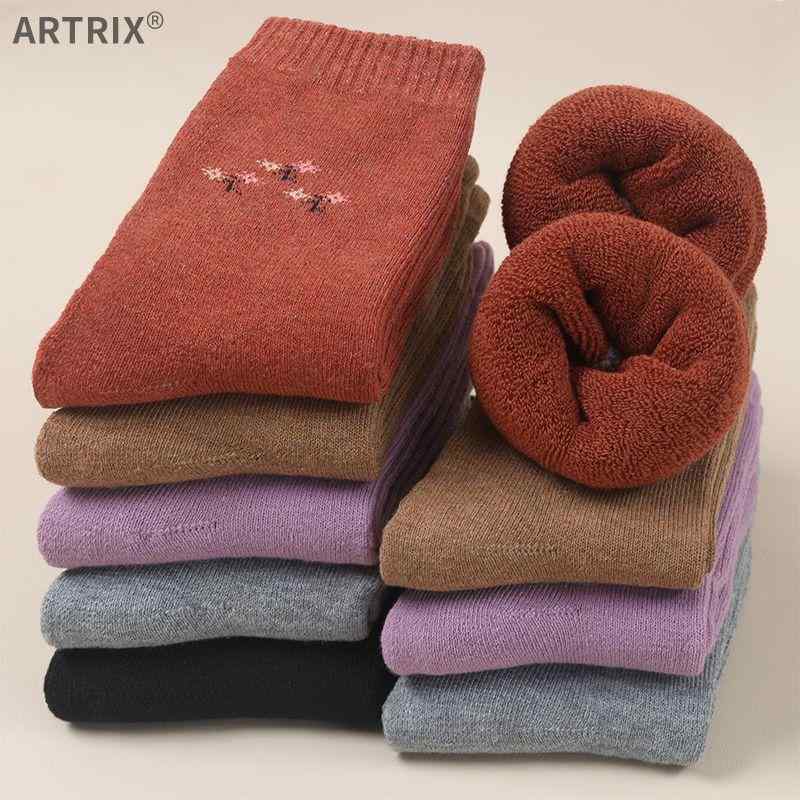 靴下 レディース 秋冬 ソックス 中筒丈 裏起毛 厚手 防寒 花柄 婦人 カジュアル 5足組