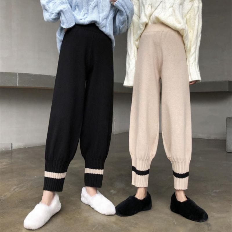 ニット レディース ハーレムパンツ テーパードパンツ ウエストゴム リブニット ゆったり 伸縮性 カジュアル ブラック カーキ グレー(4.0)