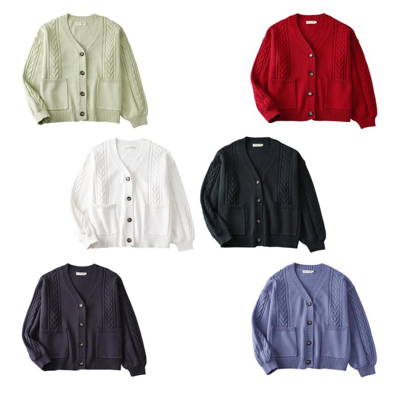 ニット カーディガン レディース 春秋冬 コットン 学院風 Vネック 長袖 トップス ライトニット セーター ゆったり かわいい おしゃれ 冷房対策 紫外線対策