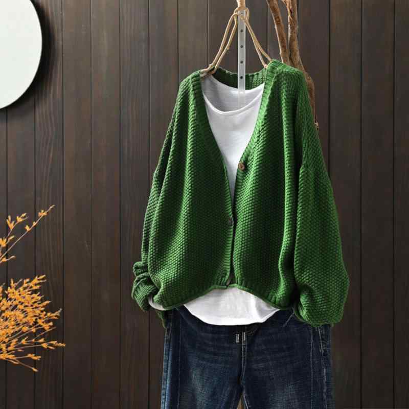 ニットカーディガン レディース ゆったり Vネック コットン 長袖 トップス 前短後長 ミルキーホワイト ブラック グリーン コーヒー 錆色 テラコッタ ネイビー