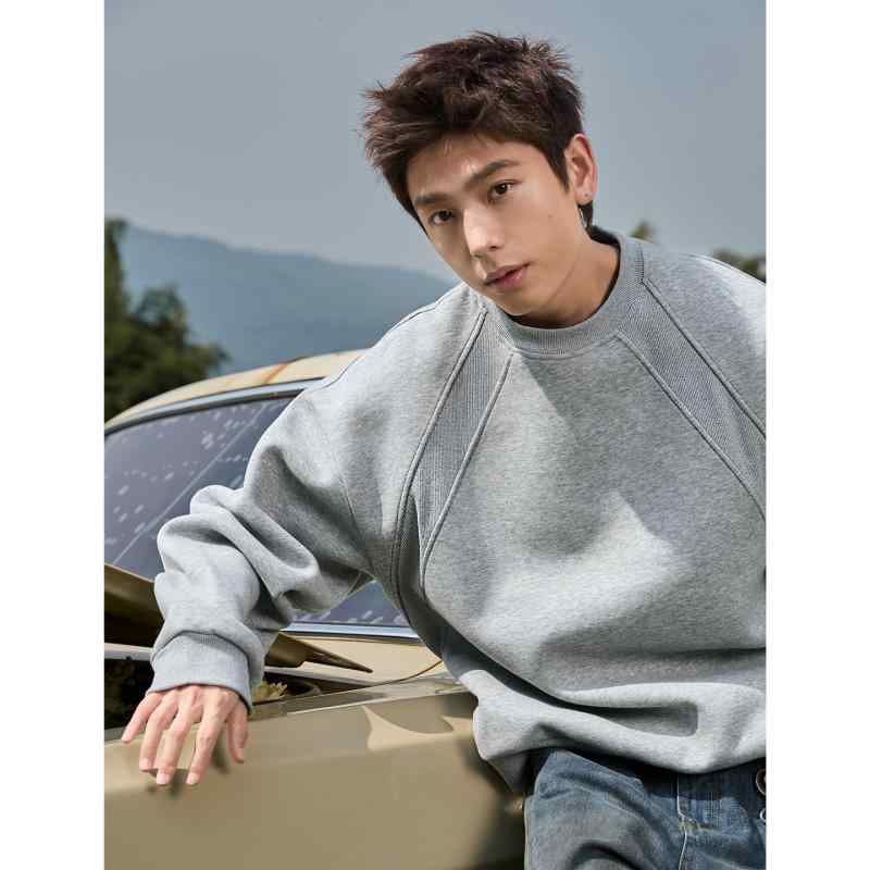 スウェット メンズ プルオーバー ゆったり トップス 男性用 トレーナー 綿 ポリエステル混紡 丸首 無地 秋冬 普段使い 部屋着
