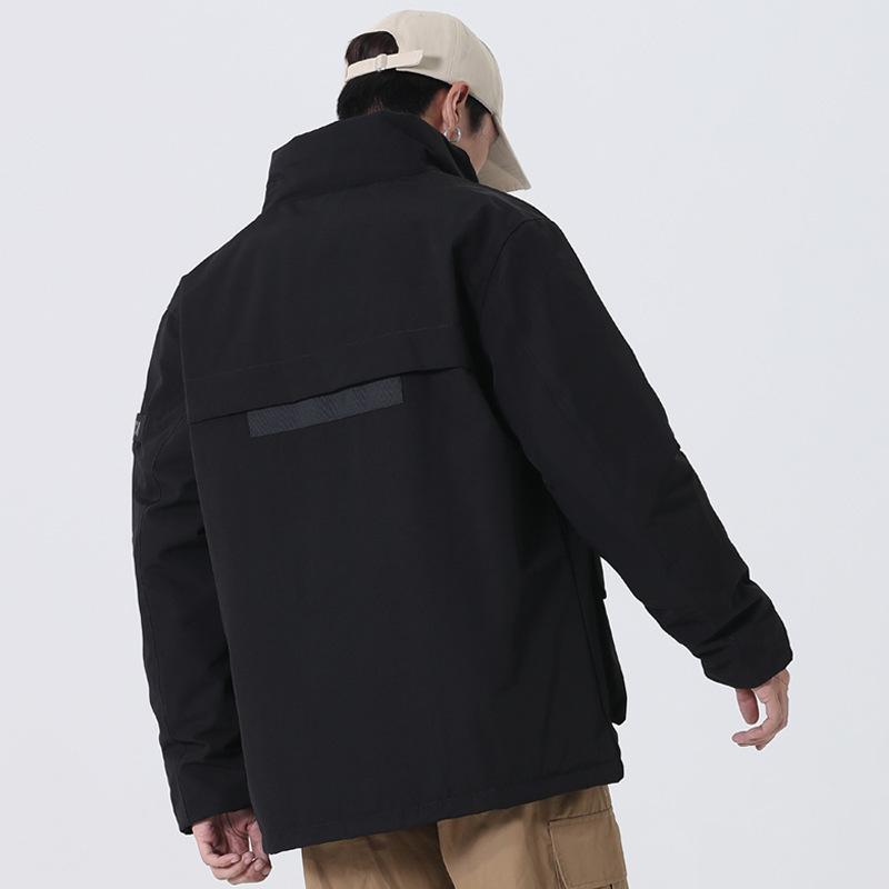 羽毛布団 メンズ 男性用 ダウンジャケット 韓国風 ゆったり 厚手 防寒 立襟 アウター 黒 カーキ 普段使い