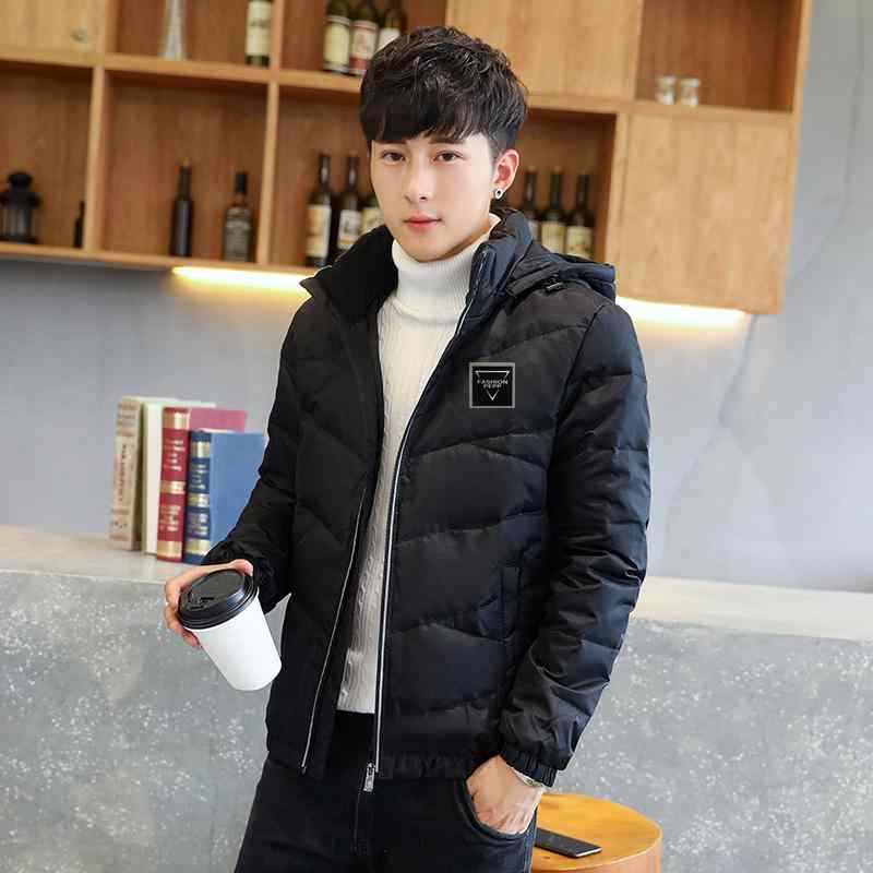 羽絨服 メンズ 秋冬 防寒 フード付き アウター 男性用 ファッション 纯色 無地 カジュアル スタイル 合体型 ポリエステルフード付き 羽毛 ジャケット