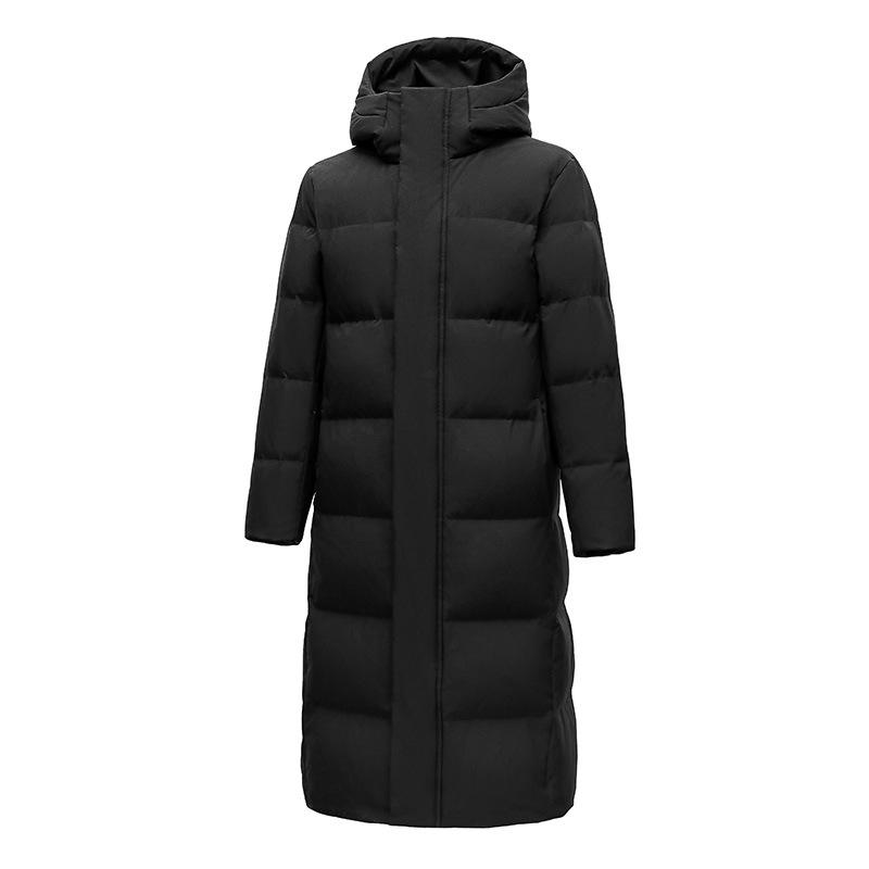 ダウンジャケット 男女兼用 韓国風 ロング丈 白ダックダウン フード付き アウター 防寒