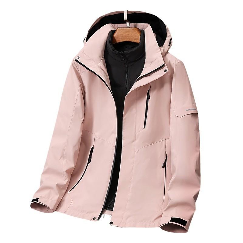 マウンテンパーカー 男性用 防水 防風 フリース 取り外し可能 帽子付き 2点セット 登山 ランニング 釣り アウトドアウェア スポーツウェア 秋冬 ブラック ネイビー グレー パープル グリーン ピンク ホワイト ベージュ ブルー S M L XL 2