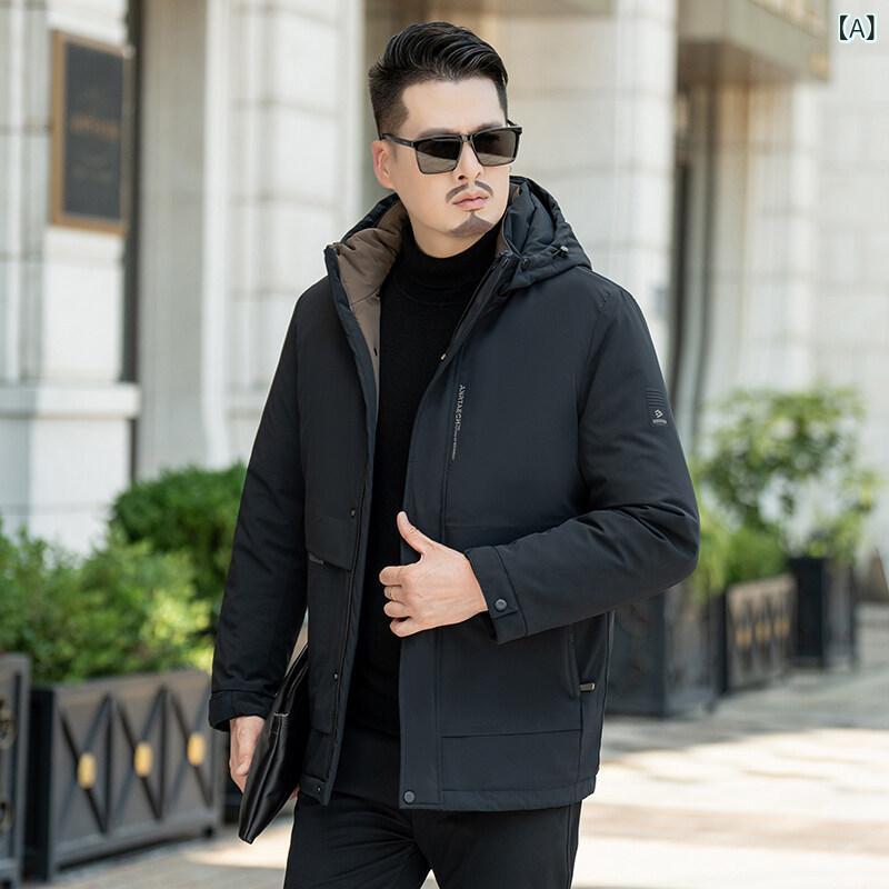 ダウンジャケット 男性用 冬用 大きいサイズ 取り外し可能 ダウンインナー 肥満体型 向け ゆったり 防寒 アウター 紺色 黒色