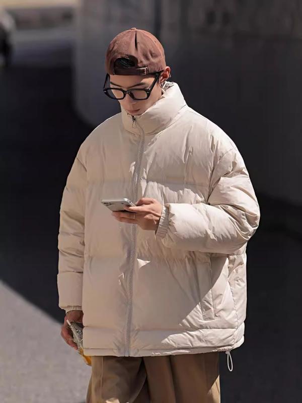 ダウンジャケット メンズ 男性用 防寒 アウター 立襟 90% ホワイトダックダウン ポリエステル 防風 抗寒 街潮 カジュアル ブラック 深青 緑 カーキ ブラウン