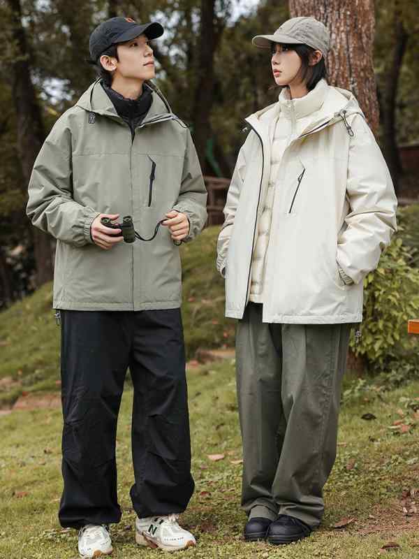 マウンテンパーカー 男女兼用 取り外し可能 ダウンインナー付き 防水 防風 アウトドアジャケット 登山 スキー 釣り 撥水 透湿性 ポリエステル