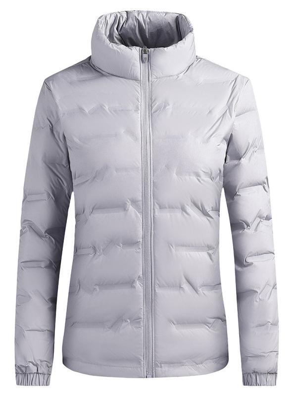 羽绒服 レディース 薄手 軽量 立襟 秋冬 防寒 暖かい ダウンジャケット アウター ジャンパー スポーツ レジャー アウトドア ウェア ポリエステル パープル系 ホワイト系 グリーン ブラック