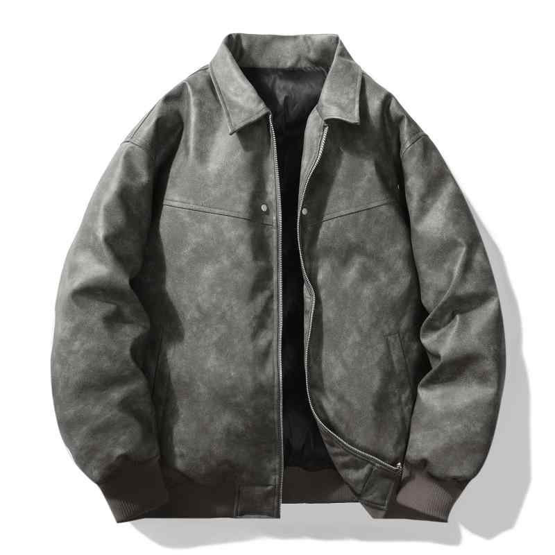 ダウンジャケット 男性用 防風 PUレザー 暖か 襟付き 白ダックダウン アウター ゆったり リラックス 黒 ブラック グレー ブラウン 秋冬