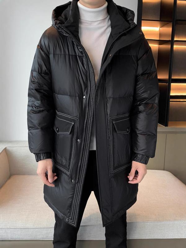 羽絨服 メンズ 秋冬 中綿入り 厚手 フード付き 白ダウン 暖かい 防寒 アウター カジュアル スポーティー アウトドア